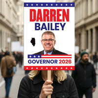 Darren Bailey For Illinois Governor 2026 Election Sign, Political Campaign Sign, Republican party, Governor Election 2026 Race Poster Sign