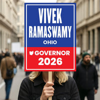 Vivek Ramaswamy For Ohio Governor 2026 Election Sign, Political Campaign Sign, Republican party, Governor Election 2026 Race Poster Sign