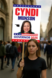 Cyndi Munson For Oklahoma Governor 2026 Election Sign, Political Campaign Sign, Democratic party, Governor Election 2026 Race Poster Sign