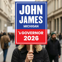John James For Michigan Governor 2026 Election Sign, Political Campaign Sign, Republican party, Governor Election 2026 Race Poster Sign