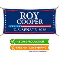 Roy Cooper For North Carolina U.S. Senate Banner Sign, 13 oz Waterproof US Senate Election 2026, Vinyl Banner With Metal Grommets