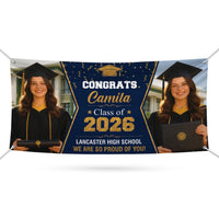 Photo Graduation Banner, Custom Personalized Congrats Decor, Class of 2026, Graduation 2026, School Vinyl Banner with Name Photo