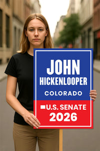 John Hickenlooper For Colorado Senate 2026 Election Sign, Anti-Trump, Political Campaign Sign, Senate Election 2026 Race Poster Sign