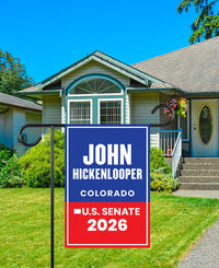 John Hickenlooper For Colorado Senate 2026 Garden Flag, Double Sided, 2026 Senate Flag, Elections Flag, Race Red White & Blue Flag