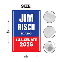 Jim Risch For Idaho Senate 2026 Garden Flag, Double Sided, 2026 Senate Flag, Elections Flag, Republican Sign, Race Red White & Blue Flag