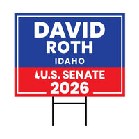David Roth For Idaho Senate 2026 Yard Sign, Corrugated Plastic Senate Elections, Race Red White & Blue Yard Sign with Metal H-Stake