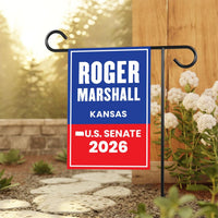 Roger Marshall For Kansas Senate 2026 Garden Flag, Double Sided, 2026 Senate Flag, Elections Flag, Republican, Race Red White & Blue Flag
