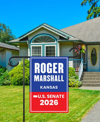 Roger Marshall For Kansas Senate 2026 Garden Flag, Double Sided, 2026 Senate Flag, Elections Flag, Republican, Race Red White & Blue Flag