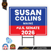 Susan Collins For Maine Senate 2026 Yard Sign, Corrugated Plastic Senate Elections, Race Red White & Blue Yard Sign with Metal H-Stake