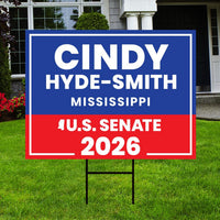 Cindy Hyde-Smith For Mississippi Senate 2026 Yard Sign, Corrugated Senate Elections, Race Red White & Blue Yard Sign with Metal H-Stake