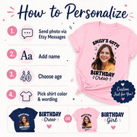 Custom Birthday Photo Shirt, Personalized Birthday Crew Shirt, 40th Birthday Shirt, Family Party Tee, Matching Birthday Gift for Women Gifts