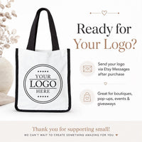 Custom Logo Small Tote Bag, Personalized Business Logo Bag, Sublimation Mini Tote, Branded Gift Bag, Trade Show Favor Tote Bag