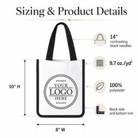Custom Logo Small Tote Bag, Personalized Business Logo Bag, Sublimation Mini Tote, Branded Gift Bag, Trade Show Favor Tote Bag
