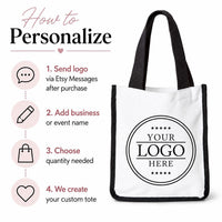 Custom Logo Small Tote Bag, Personalized Business Logo Bag, Sublimation Mini Tote, Branded Gift Bag, Trade Show Favor Tote Bag