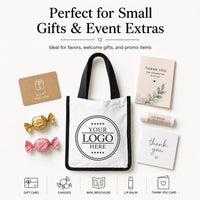 Custom Logo Small Tote Bag, Personalized Business Logo Bag, Sublimation Mini Tote, Branded Gift Bag, Trade Show Favor Tote Bag