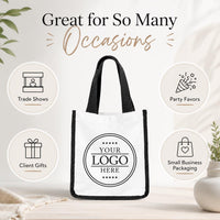 Custom Logo Small Tote Bag, Personalized Business Logo Bag, Sublimation Mini Tote, Branded Gift Bag, Trade Show Favor Tote Bag