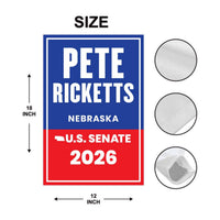 Pete Ricketts For Nebraska Senate 2026 Garden Flag, Double Sided, 2026 Senate Flag, Elections Flag, Republican, Race Red White & Blue Flag