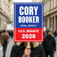 Cory Booker For New Jersey Senate 2026 Election Sign, Anti-Trump, Political Campaign Sign, Senate Election 2026 Race Poster Sign