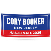 Cory Booker For New Jersey U.S. Senate Banner Sign, 13 oz Waterproof US Senate Election 2026, Democratic Vinyl Banner With Metal Grommets