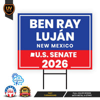 Ben Ray Luján For New Mexico Senate 2026 Yard Sign, Corrugated Plastic Senate Elections, Race Red White & Blue Yard Sign with Metal H-Stake