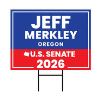 Jeff Merkley For Oregon Senate 2026 Yard Sign, Corrugated Plastic Senate Elections, Race Red White & Blue Yard Sign with Metal H-Stake