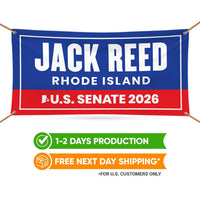Jack Reed For Rhode Island U.S. Senate Banner Sign, 13 oz Waterproof US Senate Election 2026, Democratic Vinyl Banner With Metal Grommets