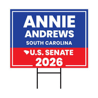 Annie Andrews For South Carolina Senate 2026 Yard Sign, Corrugated Senate Elections, Race Red White & Blue Yard Sign with Metal H-Stake