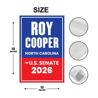 Roy Cooper For North Carolina Senate 2026 Garden Flag, Double Sided, 2026 Senate Flag, Elections Flag, Race Red White & Blue Flag
