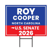 Roy Cooper For North Carolina Senate 2026 Yard Sign, Corrugated Senate Elections, Race Red White & Blue Yard Sign with Metal H-Stake