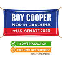 Roy Cooper For North Carolina U.S. Senate Banner Sign, 13 oz Waterproof US Senate Election 2026, Vinyl Banner With Metal Grommets