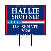 Hallie Shoffner For Arkansas Senate 2026 Yard Sign, Corrugated Plastic Senate Elections Race Red White & Blue Yard Sign with Metal H-Stake