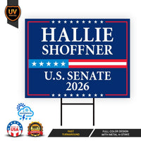 Hallie Shoffner For Arkansas Senate 2026 Yard Sign, Corrugated Plastic Senate Elections Race Red White & Blue Yard Sign with Metal H-Stake