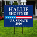 Hallie Shoffner For Arkansas Senate 2026 Yard Sign, Corrugated Plastic Senate Elections Race Red White & Blue Yard Sign with Metal H-Stake