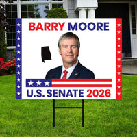 Barry Moore For Alabama Senate 2026 Yard Sign, Corrugated Plastic Senate Elections, Race Red White & Blue Yard Sign with Metal H-Stake