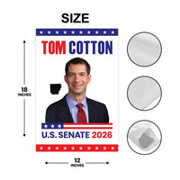 Tom Cotton For Arkansas Senate 2026 Garden Flag, Double Sided, 2026 Senate Flag, Elections Flag, Race Red White & Blue Flag