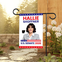 Hallie Shoffner For Arkansas Senate 2026 Garden Flag, Double Sided, 2026 Senate Flag, Elections Flag, Race Red White & Blue Flag