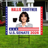 Hallie Shoffner For Arkansas Senate 2026 Yard Sign, Corrugated Plastic Senate Elections Race Red White & Blue Yard Sign with Metal H-Stake