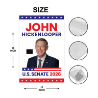 John Hickenlooper For Colorado Senate 2026 Garden Flag, Double Sided, 2026 Senate Flag, Elections Flag, Race Red White & Blue Flag