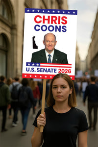 Chris Coons For Delaware Senate 2026 Election Sign, Anti-Trump, Political Campaign Sign, Senate Election 2026 Race Poster Sign