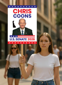 Chris Coons For Delaware Senate 2026 Election Sign, Anti-Trump, Political Campaign Sign, Senate Election 2026 Race Poster Sign
