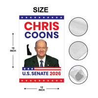 Chris Coons For Delaware Senate 2026 Garden Flag, Double Sided, 2026 Senate Flag, Elections Flag, Anti-Trump Sign, Race Red White Blue Flag
