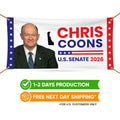 Chris Coons For Delaware U.S. Senate Banner Sign, 13 oz Waterproof US Senate Election 2026, Democrate Vinyl Banner With Metal Grommets