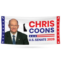 Chris Coons For Delaware U.S. Senate Banner Sign, 13 oz Waterproof US Senate Election 2026, Democrate Vinyl Banner With Metal Grommets