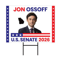 Jon Ossoff For Georgia Senate 2026 Yard Sign, Corrugated Plastic Senate Elections, Race Red White & Blue Yard Sign with Metal H-Stake