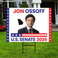 Jon Ossoff For Georgia Senate 2026 Yard Sign, Corrugated Plastic Senate Elections, Race Red White & Blue Yard Sign with Metal H-Stake