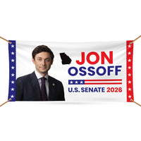 Jon Ossoff For Georgia U.S. Senate Banner Sign, 13 oz Waterproof US Senate Election 2026, Democratic Party Vinyl Banner With Metal Grommets