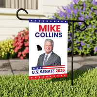 Mike Collins For Georgia Senate 2026 Garden Flag, Double Sided, 2026 Senate Flag, Elections Flag, Anti-Trump, Race Red White & Blue Flag