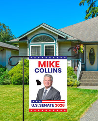 Mike Collins For Georgia Senate 2026 Garden Flag, Double Sided, 2026 Senate Flag, Elections Flag, Anti-Trump, Race Red White & Blue Flag