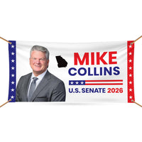 Mike Collins For Georgia U.S. Senate Banner Sign, 13 oz Waterproof US Senate Election 2026, Republican Party Vinyl Banner With Metal Grommet