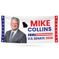 Mike Collins For Georgia U.S. Senate Banner Sign, 13 oz Waterproof US Senate Election 2026, Republican Party Vinyl Banner With Metal Grommet